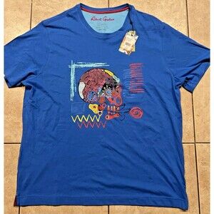 Robert Graham Shirt Mens XXXL Blue Abstract Skull Art T-Shirt Short Sleeve NEW